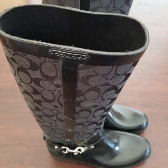 COACH Tall Rubber Rain Boots - Women's Size 11B - Picture 6 of 11
